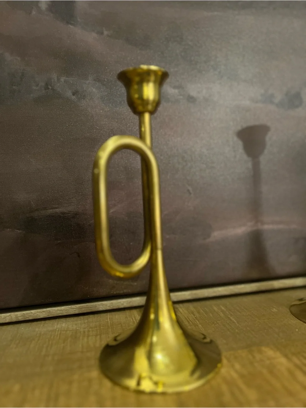Vintage Silvestri Brass Bugle Horn Candlestick Holders Set of 3
